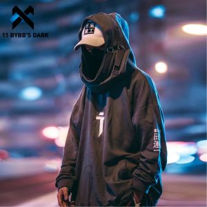 Sweatshirts 11 Bybb's Dark Japonais Streetwear Sweat À Capuche Hommes Haruku Cou Poisson Bouche Pulls Sweat Surdimensionné Hip Hop Sweats À Capuche Techwear