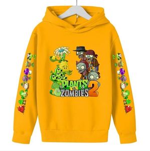 Sweatshirts 2022 Plant d'hiver automne vs zombies imprimer des enfants swets à capuche jeu de dessins de dessins de garçons