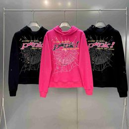 Sweatshirts 2023 Homme et femmes à capuche de mode Sweatshirts Sweats Sweats Sweet Star Star's Terry Style Sp5der 5555555 Pink Woodie Sweater Couple 154 cm
