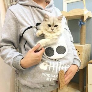 Sudaderas 3XL Sudaderas con capucha de invierno Sudadera Mujer Animal Bolsa Capucha Jersey Blusa Tops Lady Carry Cat Sudaderas transpirables Tallas grandes