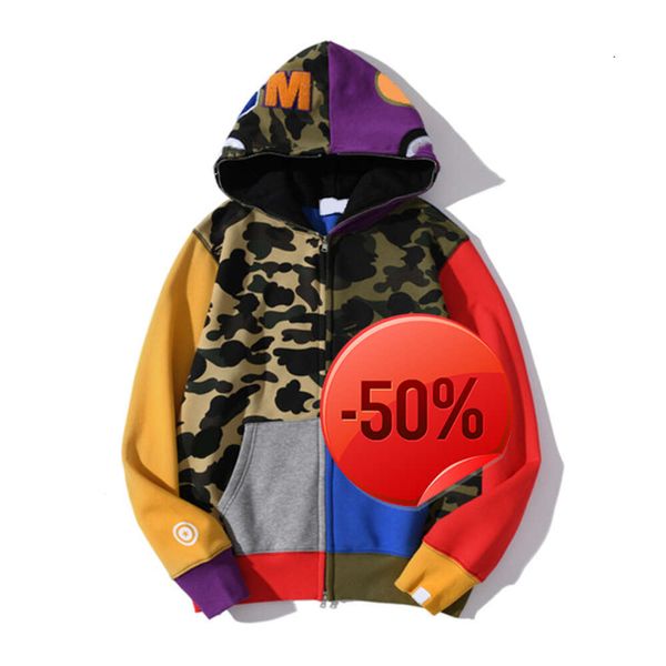 Sweatshirts 50 Sweats à capuche pour hommes Sweats à capuche pour hommes Conception de camouflage rouge jaune bleu pull en polaire d'épissage Plus la taille 3XL sweat à glissière