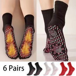 Sweatshirts 6 paires d'hiver auto-homatisation des soins de santé hommes chaussettes sportives ski auto chauffé massage homme courte femme chaussette magnétique chaude sox