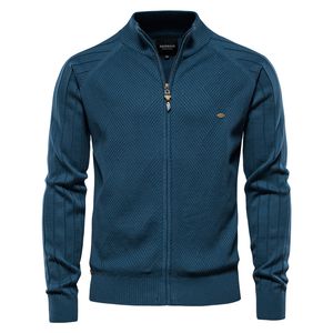 Sudaderas Aiopeson argyle cor sólida cardigan masculino casual qualidade zíper algodão inverno dos homens camisolas moda básica cardigans para homem