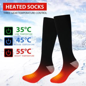 Sweatshirts aptoco thermiques chaussettes chauffées coton hommes femmes avec batterie d'hiver extérieur ski à la croix chauffants
