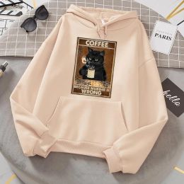 Sweatshirts parce que le meurtre est un mauvais chat noir boire du café femme sweatshirts d'automne sweat à capuche molle à street street