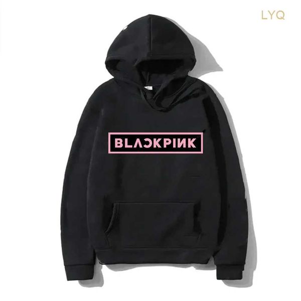 Sweatshirts Schwarz Rosa Buchstabe Kpop Koreanischer Stil Y2K Damen Hoodie Herbst Winter Langarm Fleece Herren Pullover Mode Unisex Sweatshirts