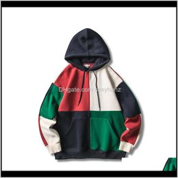 Sweatshirts Vêtements Vêtements Drop Livraison 2021 Hit Couleur Patchwork Hommes Pulls À Capuche Japonais Hommes Sweat À Capuche Casual Streetwear