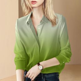 Sweatshirts Fashion Femme Blouses Couleur de dégradient Shirts Spring Automne Tops Loose Ol Business Wear Work Shirts Female Vêtements