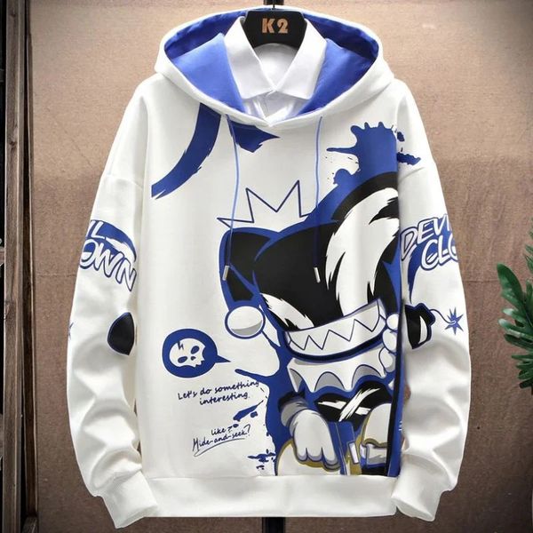 Sweatshirts pour homme lâche bleu Manga vêtements pour hommes à capuche Anime sweats à capuche de luxe bienvenue Deal Designer Sweat-shirt Emo Streetwear 240119