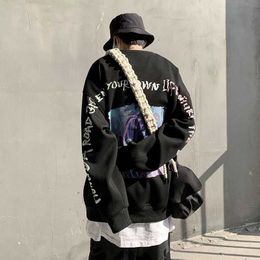 Sweatshirts Hybskr hommes dessin animé Graffiti haute rue sweat surdimensionné mâle lettre imprimé col rond sweats à capuche Harajuku unisexe pulls LST230902