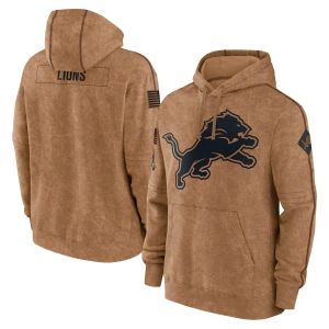 Sweatshirts T-shirt met lange mouwen Detroit''Lions''Men Dames Jeugd''Brown 2023 Salute To Service Club Pullover Hoodie S-4XL