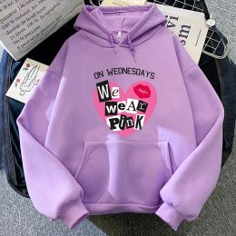 Sweatshirts Mean Mean Girls Sweat à capuche graphique Streetwear à manches longues Hooded le mercredi Nous portons des pullants musicaux méchants roses