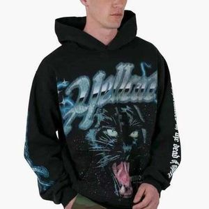 Sweatshirts heren ontwerper hoodies mode streetwear een niche trendy product ins super hot wind high street zwarte nacht sneeuw luipaard losse casual hooded hoodie