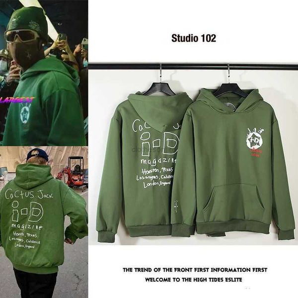 Sweats à capuche de créateurs pour hommes, mode Streetwear Travisscott I-d Id Magazine the Utopia Issue, sweat à capuche vert
