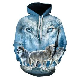 Sweatshirts pour hommes Sweatshirts Sweats Sweats Automne Nouveaux Hoodies Mens / femmes 3D Ferocious Wolf Head Imprimée sweat-shirt Kids Hip Hop Casual Mens Hoodie 240425