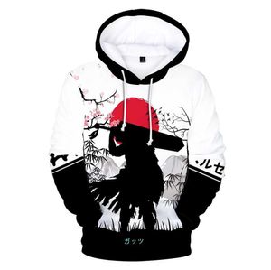 Sweatshirts heren hoodies sweatshirts Japanse anime berserker 3d geprinte heren lang slaap hoodie 240425