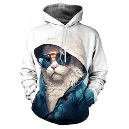 Sweatshirts vestes pour hommes mode cool chat graphique 3D Sweat à capuche imprimé drôle de personnalité dramatique