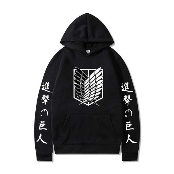 Sweatshirts vestes pour hommes Sweat à capuche Men Anime Hip Hop Sweatshirts Streetwear Sweettes Popular Men Femmes Paulures Hootes Harajuku Attaque sur Titan Hoody 240412