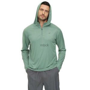 Sweatshirts herenjassen mannen met lange mouwen shirt upf 50+ rash guard zwem shirt atletische hoodie vissen wandel workout koeling tee snel droge shirts met zip 240412