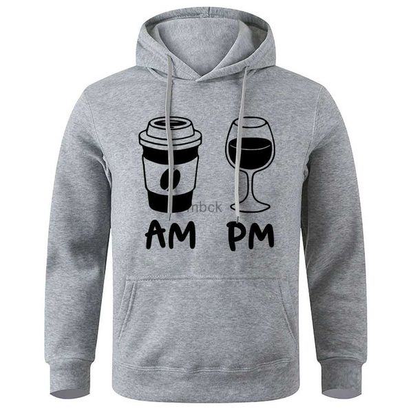 Sweatshirts pour hommes vestes matin Café soir Wine Imprimé pour hommes à capuche Hoodies Street Oversize Pulluvers automne confortable vêtements de l'homme 240412