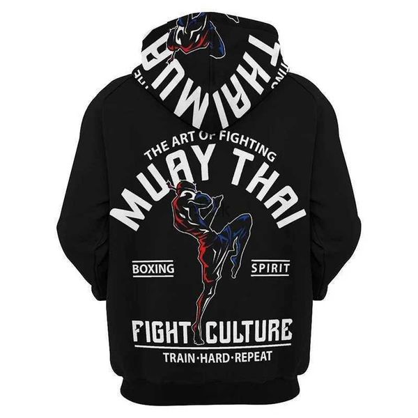 Sweinshirts Mens Jackets Muay Thai Boxing Flat Angle Impress Holdie Mens Fashion Fashion Sports Gyming Boxing Sweinshirt Harajuku Capesta 240412