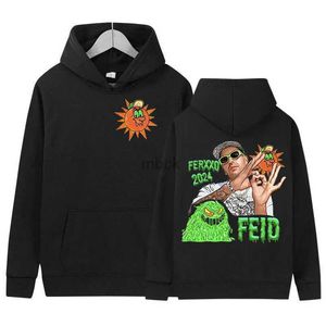 Sweatshirts Mens Jackets rapper FEID Ferxxo Tour 2024 Print Hoodie Mens Casual Fashion Oversized Sweatshirt Hip Hop Punk Retro pullover Hoody Streetwear 240412