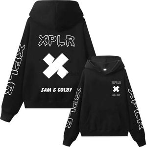 Sweatshirts Mens Jackets XPLR Hoodie Sam en Colby Chainlink Merch Hartvormige print Sweatshirt Men Vrouwen lange mouw pullover 240412
