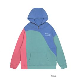 Sweatshirts Hommes Femmes Designer Sweats à capuche Mode Streetwear Grailz Automne Hiver Nouveau panneau coloré Pull à capuche avec velours demi-fermeture à glissière brodé Vibe Hommes W