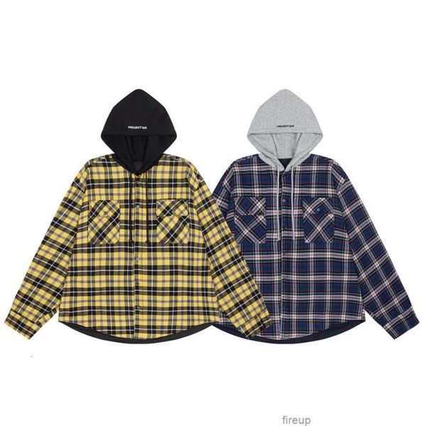 Sweatshirts Hommes Femmes Designer Sweats à capuche Mode Streetwear Grailz Project G / R Plaid Double Face Chemise à capuche Ins Automne Nouveau Loose Fitting Hommes Femmes Vêtements d'extérieur