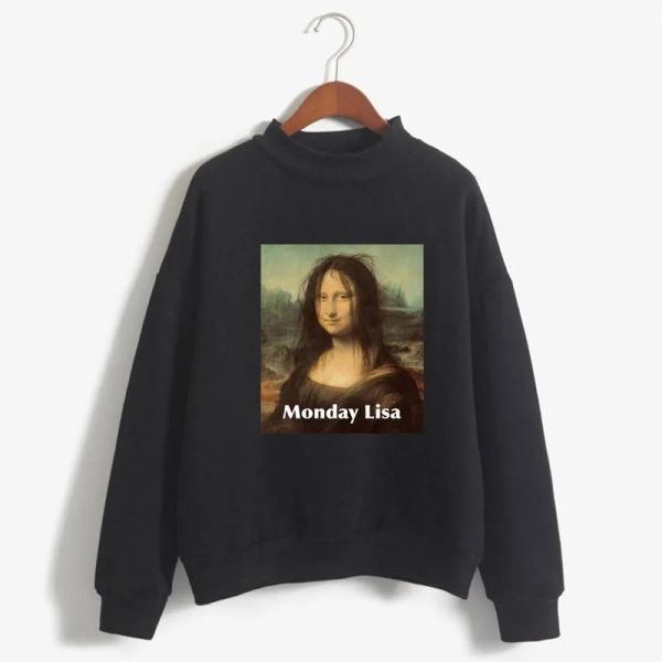 Sweatshirts lundi Mona Lisa Sweat à capuche imprimé Femmes Fleep Flee Long Man Man G manche