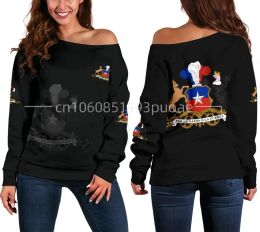 Sweatshirts Nouveau printemps et automne Chili Pull pour femme Drapeau du Chili Pull à épaules dénudées Impression 3D Casual Fashion Street Pull à capuche