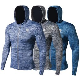 Sweatshirts Nouveau chapeau d'automne d'hiver Zipper Running Vestes Men Hoodies Sport Shirt Fiess Gym Sports Vêtements Sport Top Men's Sportswear 2022