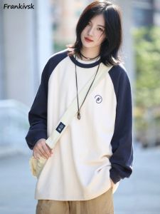 Sweatshirts Sweat-shirts à panneaux femmes Simple solide Style japonais adolescents Normcore Hipster jeune vitalité automne Oneck Allmatch 2023