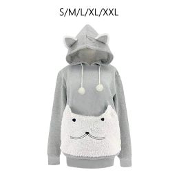 Sweatshirts Pet Sweatshirt Sweatshirt Cat Dog Holder Grande Pouche Vêtements Loose Vêtements Pocket Carrier pour chiot chaton