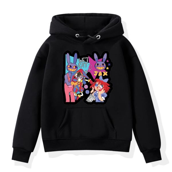 Sweatshirts Pomni Jax The Amazing Digital Circus Circus Cartoon Girls Pullover pour enfants Vêtements Anime Sweatshirt pour enfants