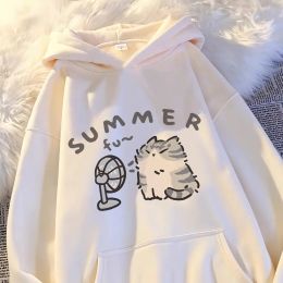 Sweatshirts Spring and Automne Style Men and Women Niche Design Sense Cartoon Cat Print Hoodie Ins Korean Loose Casual Top Oversize Vêtements