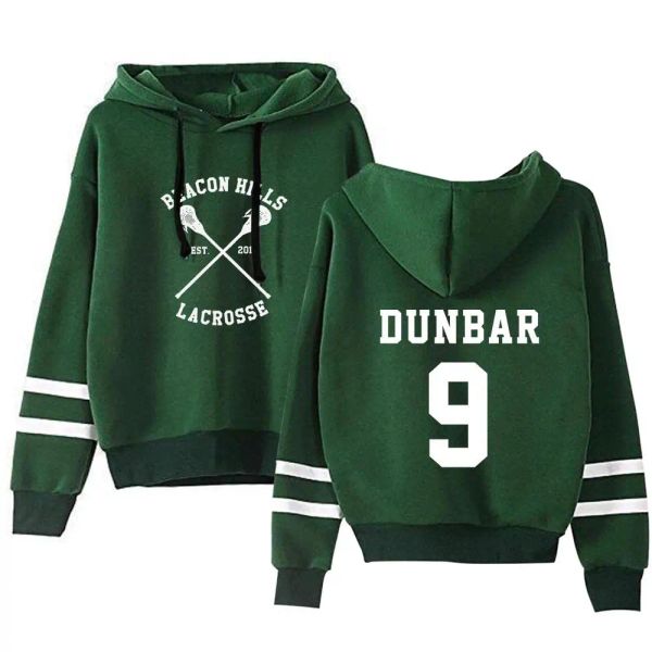 Sudaderas Teen Wolf Sudadera con capucha Manga sin bolsillo Mujeres Hombres Sudadera Harajuku Streetwear DUNBAR 9 Beacon Hills Lacrosse Ropa de moda