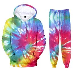 Sweatshirts Tie Dye Sweat à capuche Sport Men / Femmes Sweat à capuche + Pantalon de survêtement