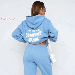 Sweatshirts wf-women Women's Hoodies Letter Imprimer 2 pièces tenues Foxs White Fox Sweat-shirt et pantalon Set Set Tracks Capin Hooded 6998