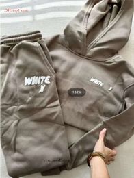 Sweatshirts wf-women Women's Hoodies Letter Imprimer 2 pièces Optifites Fox Cowl Necl Long Black White Sweatshirt et Pantal
