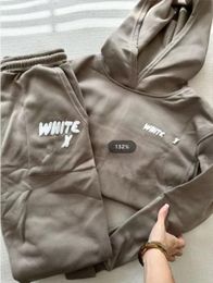 Sweatshirts wf-women Womens Hoodies Letter Imprimer 2 pièces Ternites Fox Cowl Necl Long Black White Sweatshirt et Pant