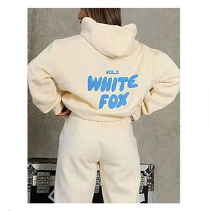 Sudaderas con capucha de zorro blanco para mujer conjuntos de chándal conjunto de jogger Fox Letter Ropa de manga larga de Hip Hop para hombres y mujeres Sudadera con capucha blanca Sudaderas con capucha Trucksuit Sweatuck XXXL