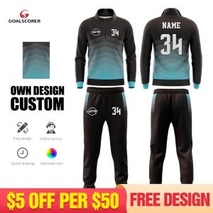 Sweatshirts Wholesale Custom Mens Summer Jogging Tracksuit Sweatshirts Adults Hoodies Polyester Black Football Tracksuit avec Half Zipper