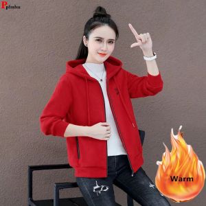 Sweatshirts Hiver Hooded Ajouter Velvet Loose Sweatshirt Loose Sweatshirt Téputens Diswears Casual Woman Vestes Snow Wear Wear Fashion Hoodies Tops