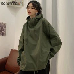 Sweat-shirts avec chapeau vestes à capuche femmes solide à manches longues Style Cargo lâche coupe-vent Couples rétro Ulzzang Streetwear étudiants loisirs offre spéciale