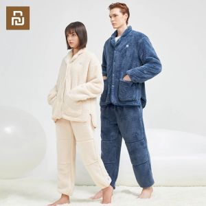 Sweatshirts youpin Supield Airgel hivernal Coral Coral Velvet Pajamas Men de pyjamas pour femmes Set pantalon longsled