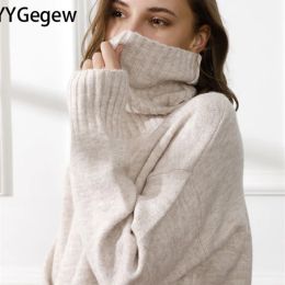 Sweatshirts yygegew winter casual chic kasjmier oversized dikke trui pullovers vrouwen 2023 losse trui pullover vrouwelijke lange mouw
