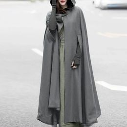 Sweatshirts Zanzea Femmes Poncho Hiver Hooded Open Front Cloak Loose Solid Long Coat Sweatons Cosplay Outwear Christmas Casual Cape Cape