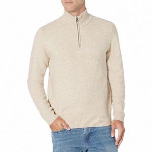 Sweatwear Suéter casual para hombres Mock Cuello Medio Cremallera de punto Color sólido Cálido Suéter Jersey Invierno Autum Sudaderas para hombre h7sS #