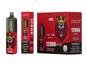 Suède Europe Vape vente chaude Sidia vape puff 12000 RGB lumière grand réservoir 12k bouffées 20ml d'huile de jus jetable Vape E-cigarette 11 couleurs maille bobine stylo vapeur VS Tornado